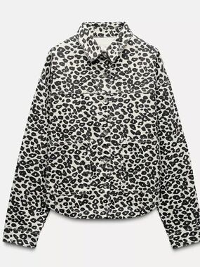 Zara Leopard Denim Jacket